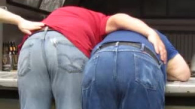 Two boys over the pickup tailgate
